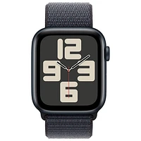 Apple Watch SE (GPS + Cellular) de mm avec boîtier en aluminium minuit et bracelet sport à rabat encre