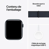 Apple Watch SE (GPS + Cellular) de mm avec boîtier en aluminium minuit et bracelet sport à rabat encre