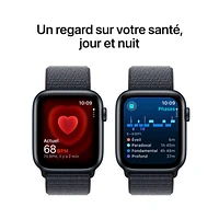 Apple Watch SE (GPS + Cellular) de mm avec boîtier en aluminium minuit et bracelet sport à rabat encre