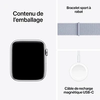 Apple Watch SE (GPS + Cellular) 44mm Silver Aluminum Case with Blue Cloud Sport Loop