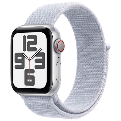 Apple Watch SE (GPS + Cellular) 40mm Silver Aluminum Case with Blue Cloud Sport Loop