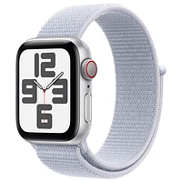 Apple Watch SE (GPS + Cellular) 40mm Silver Aluminum Case with Blue Cloud Sport Loop