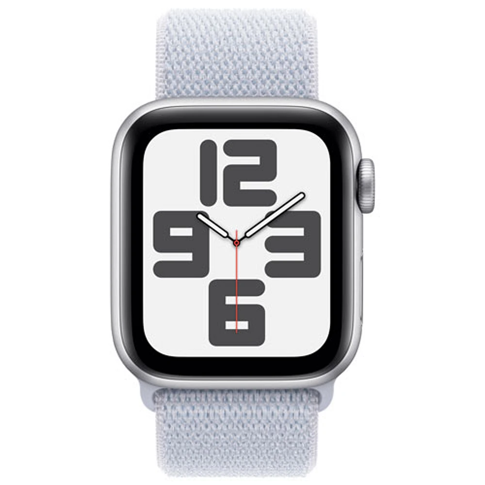 Apple Watch SE (GPS + Cellular) 40mm Silver Aluminum Case with Blue Cloud Sport Loop