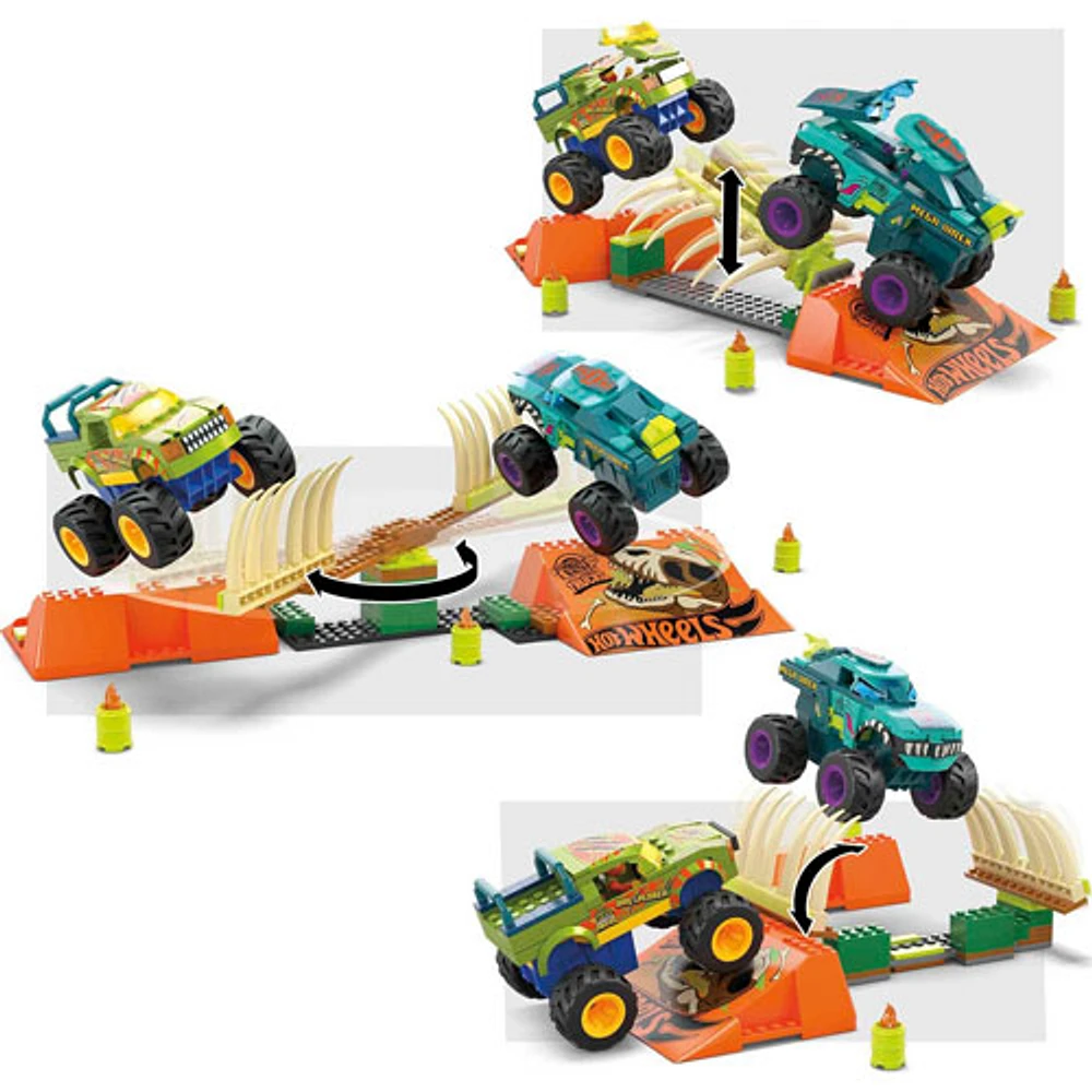 MEGA Camions monstres Hot Wheels Smash & Crash de Mattel - Jeu de construction de parcours de cascades Wrex Boneyard