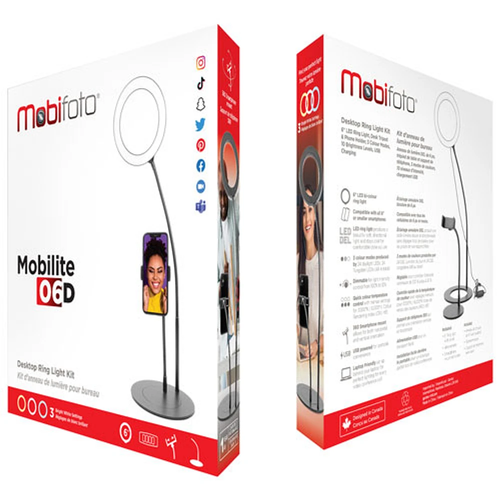 Mobifoto Mobilite 6" Desktop LED Ring Light (MOBIRL06D)