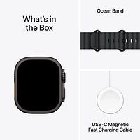 TELUS Apple Watch Ultra 2 (GPS + Cellular) 49mm Black Titanium Case with Navy Ocean Band - Monthly Financing