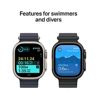 TELUS Apple Watch Ultra 2 (GPS + Cellular) 49mm Black Titanium Case with Navy Ocean Band - Monthly Financing