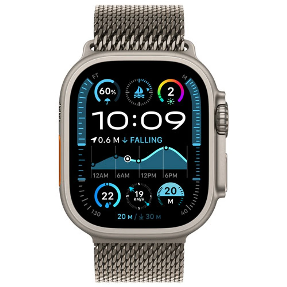 TELUS Apple Watch Ultra 2 (GPS + Cellular) 49mm Natural Titanium Case w/Natural Titanium Milanese Loop -M- Monthly Financing