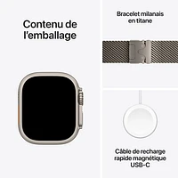 TELUS Apple Watch Ultra 2 (GPS + Cellular) 49mm Natural Titanium Case w/Natural Titanium Milanese Loop -M- Monthly Financing