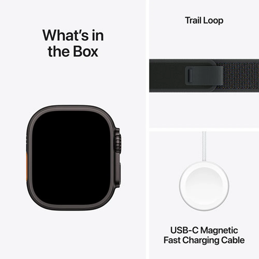 TELUS Apple Watch Ultra 2 (GPS + Cellular) 49mm Black Titanium Case with Black Trail Loop-M/-Monthly Financing