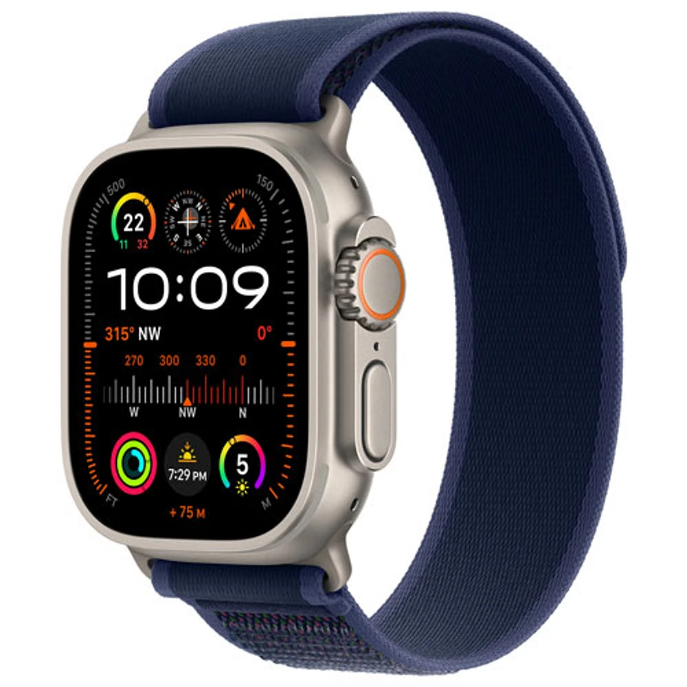 Apple Watch Ultra 2 (GPS + Cellulaire) avec boîtier de 49 mm en titane et bracelet Sentier bleu par TELUS - M/G - Financement mensuel