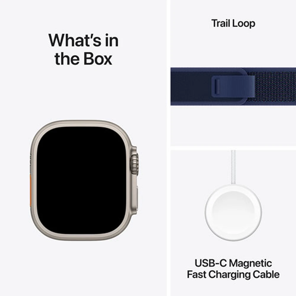 Apple Watch Ultra 2 (GPS + Cellulaire) avec boîtier de 49 mm en titane et bracelet Sentier bleu par TELUS - M/G - Financement mensuel