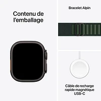 Apple Watch Ultra 2 (GPS + Cellulaire) avec boîtier de 49 mm en titane et bracelet Alpin vert foncé par TELUS - Moyen - Financement mensuel