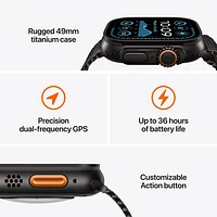 TELUS Apple Watch Ultra 2 (GPS + Cellular) 49mm Black Titanium Case with Black Trail Loop -S/M- Monthly Financing