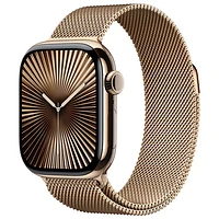 TELUS Apple Watch Series 10 (GPS + Cellular) 42mm Gold Titanium Case with Gold Milanese Loop-M/L-Monthly Financing