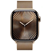 TELUS Apple Watch Series 10 (GPS + Cellular) 42mm Gold Titanium Case with Gold Milanese Loop-M/L-Monthly Financing