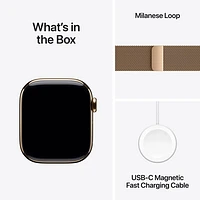 TELUS Apple Watch Series 10 (GPS + Cellular) 42mm Gold Titanium Case with Gold Milanese Loop-M/L-Monthly Financing