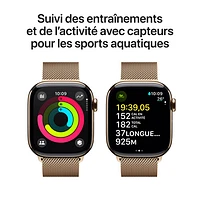 TELUS Apple Watch Series 10 (GPS + Cellular) 42mm Gold Titanium Case with Gold Milanese Loop-M/L-Monthly Financing