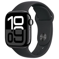 TELUS Apple Watch Series 10 (GPS + Cellular) 42mm Jet Black Aluminum Case w/Black Sport Band-M/L-Monthly Financing