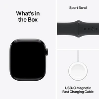 TELUS Apple Watch Series 10 (GPS + Cellular) 42mm Jet Black Aluminum Case w/Black Sport Band-M/L-Monthly Financing