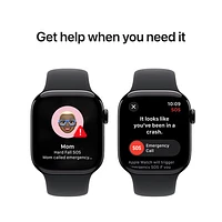 TELUS Apple Watch Series 10 (GPS + Cellular) 42mm Jet Black Aluminum Case w/Black Sport Band-M/L-Monthly Financing