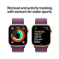 TELUS Apple Watch Series 10 (GPS + Cellular) 42mm Rose Gold Aluminum Case with Plum Sport Loop - Monthly Financing