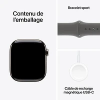 TELUS Apple Watch Series 10 (GPS + Cellular) 42mm Natural Titanium Case w/Stone Grey Sport Band -/M- Monthly Financing