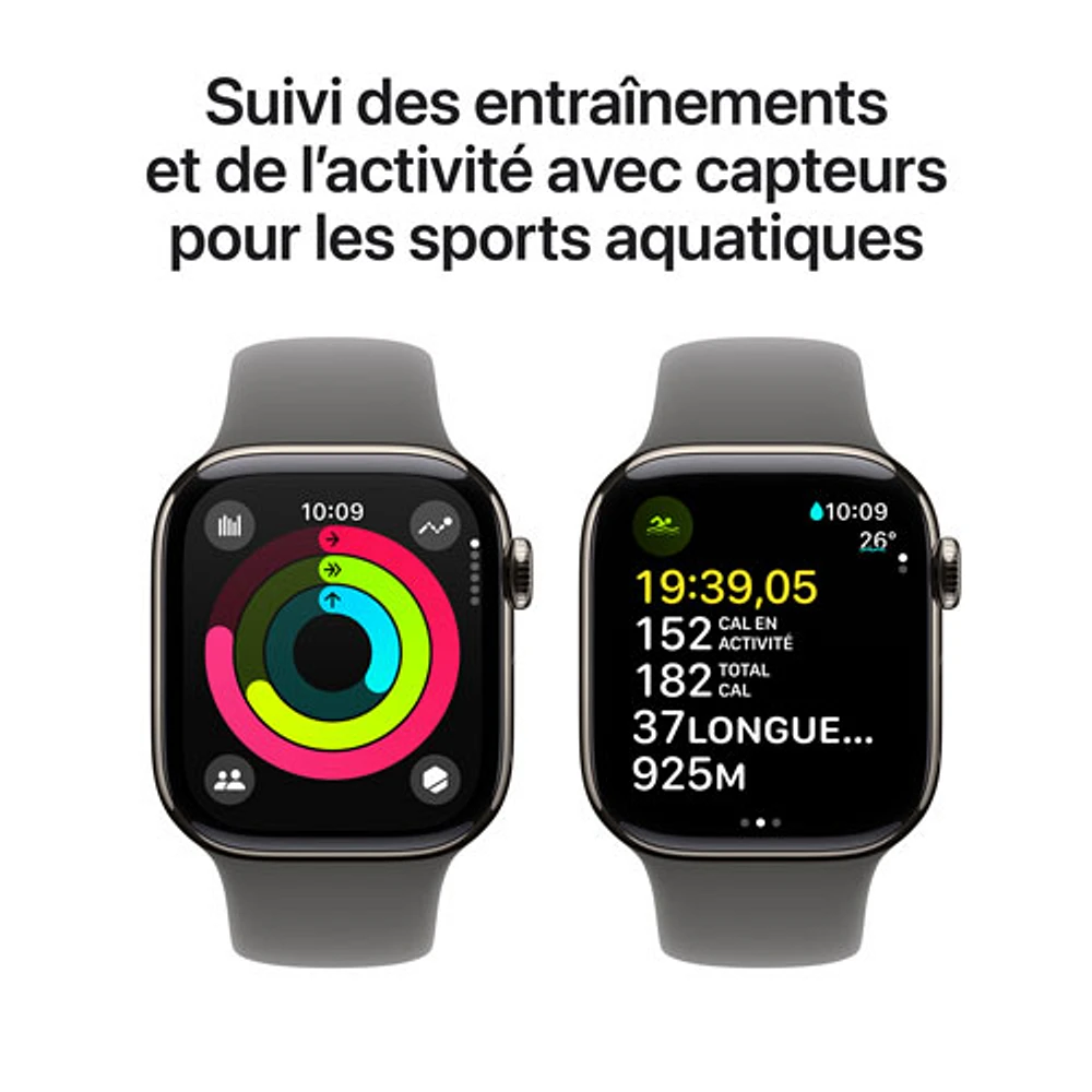 TELUS Apple Watch Series 10 (GPS + Cellular) 42mm Natural Titanium Case w/Stone Grey Sport Band -/M- Monthly Financing