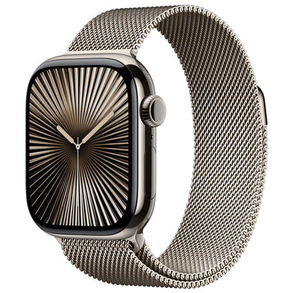 TELUS Apple Watch Series 10 (GPS + Cellular) 42mm Natural Titanium Case w/Natural Milanese Loop - Monthly Financing