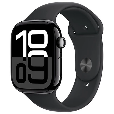 TELUS Apple Watch Series 10 (GPS + Cellular) 46mm Jet Black Aluminum Case w/Black Sport Band -/M- Monthly Financing