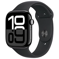 TELUS Apple Watch Series 10 (GPS + Cellular) 46mm Jet Black Aluminum Case w/Black Sport Band-M/L-Monthly Financing