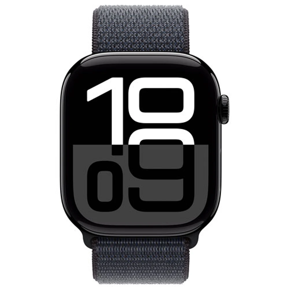 TELUS Apple Watch Series 10 (GPS + Cellular) 46mm Jet Black Aluminum Case with Ink Sport Loop - Monthly Financing