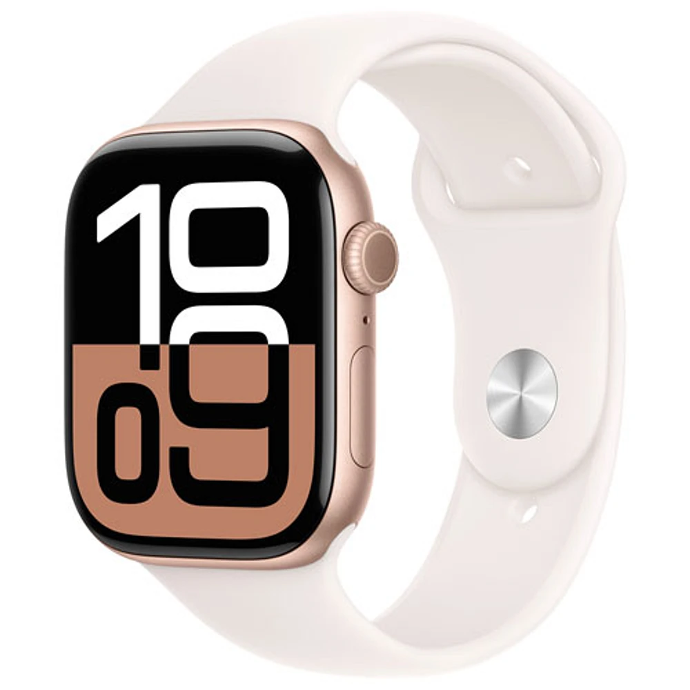 TELUS Apple Watch Series 10 (GPS + Cellular) 46mm Rose Gold Aluminum Case w/Light Blush Sport Band -S/M- Monthly Financing