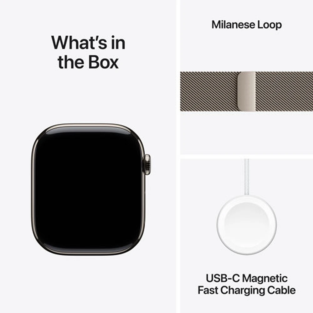 TELUS Apple Watch Series 10 (GPS + Cellular) 46mm Natural Titanium Case w/Natural Milanese Loop-M/L-Monthly Financing