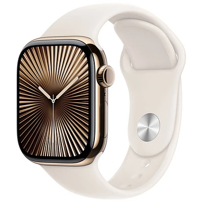 TELUS Apple Watch Series 10 (GPS + Cellular) 42mm Gold Titanium Case w/Starlight Sport Band -/M- Monthly Financing