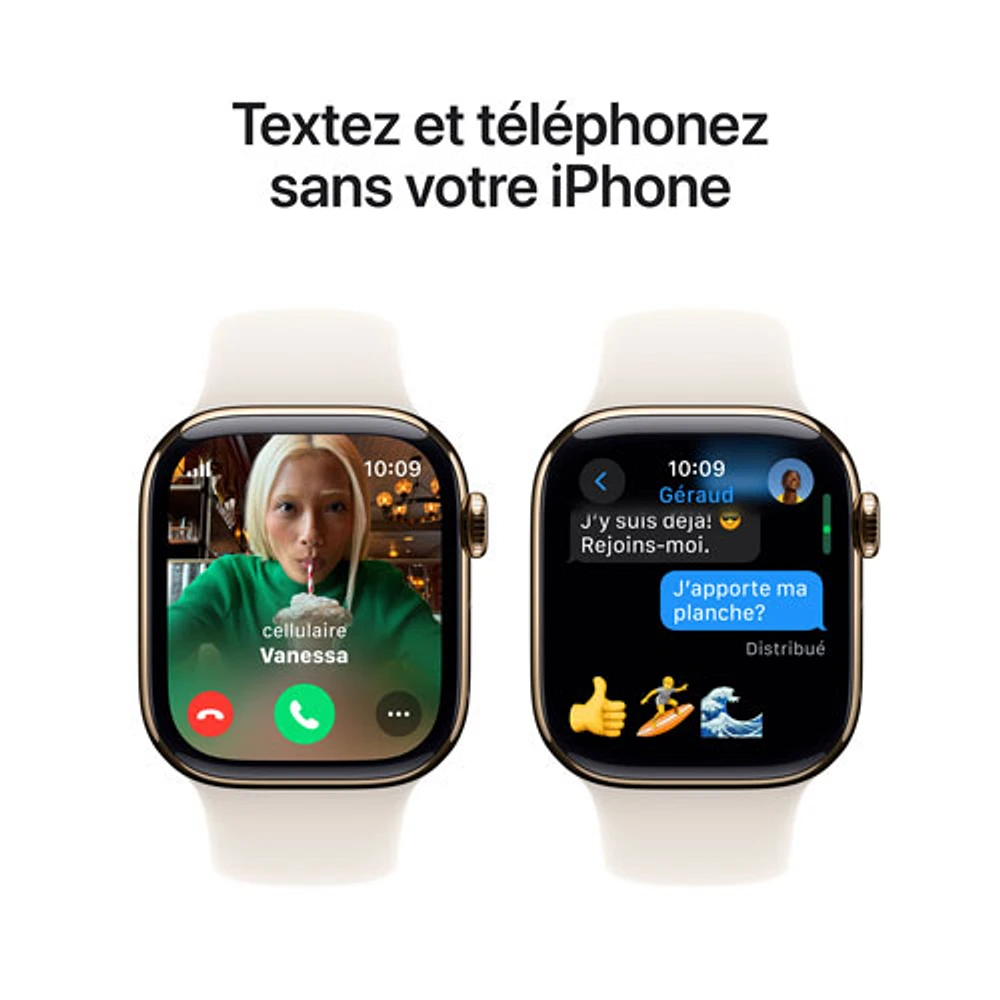 TELUS Apple Watch Series 10 (GPS + Cellular) 42mm Gold Titanium Case w/Starlight Sport Band -M/L- Monthly Financing