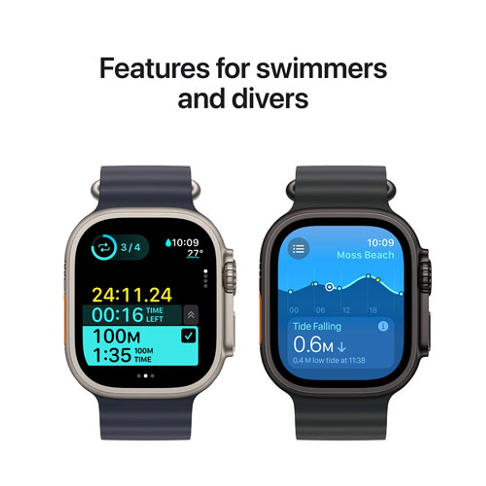 Rogers Apple Watch Ultra 2 (GPS + Cellular) 49mm Black Titanium Case with Navy Ocean Band - Monthly Financing