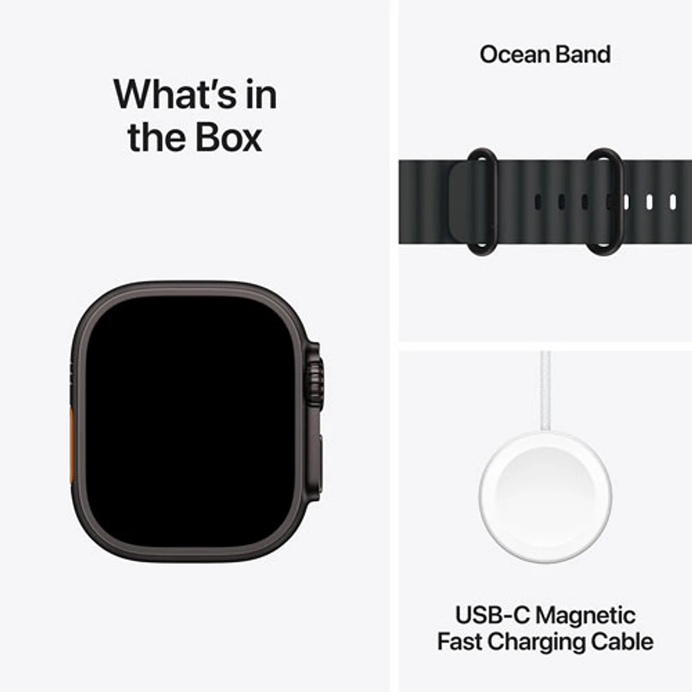 Rogers Apple Watch Ultra 2 (GPS + Cellular) 49mm Black Titanium Case with Black Ocean Band - Monthly Financing