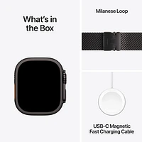 Apple Watch Ultra 2 (GPS + Cellulaire) avec boîtier de 49 mm en titane noir et bracelet milanais en titane noir par Rogers - Moyen - Financement mensuel