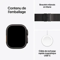 Apple Watch Ultra 2 (GPS + Cellulaire) avec boîtier de 49 mm en titane noir et bracelet milanais en titane noir par Rogers - Moyen - Financement mensuel