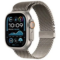 Apple Watch Ultra 2 (GPS + Cellulaire) avec boîtier de 49 mm en titane naturel et bracelet milanais en titane naturel par Rogers - Moyen - Financement mensuel