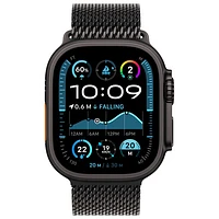 Apple Watch Ultra 2 (GPS + Cellulaire) avec boîtier de 49 mm en titane noir et bracelet milanais en titane noir par Rogers - Petit- Financement mensuel