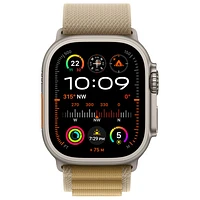 Apple Watch Ultra 2 (GPS + Cellulaire) avec boîtier de 49 mm en titane naturel et bracelet Alpin havane par Rogers - Grand - Financement mensuel