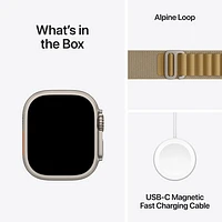 Apple Watch Ultra 2 (GPS + Cellulaire) avec boîtier de 49 mm en titane naturel et bracelet Alpin havane par Rogers - Grand - Financement mensuel