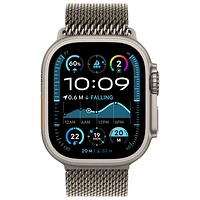Apple Watch Ultra 2 (GPS + Cellulaire) avec boîtier de 49 mm en titane naturel et bracelet milanais en titane naturel par Rogers - Petit - Financement mensuel