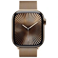 Rogers Apple Watch Series 10 (GPS + Cellular) 42mm Gold Titanium Case with Gold Milanese Loop - M/L - Monthly Financing