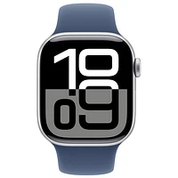 Apple Watch Series 10 (GPS + Cellulaire) avec boîtier de 42 mm en aluminium argenté et bracelet sport denim par Rogers - M/G - Financement mensuel