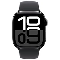 Apple Watch Series 10 (GPS + Cellulaire) avec boîtier de mm en aluminium noir de jais et bracelet sport noir par Rogers - M