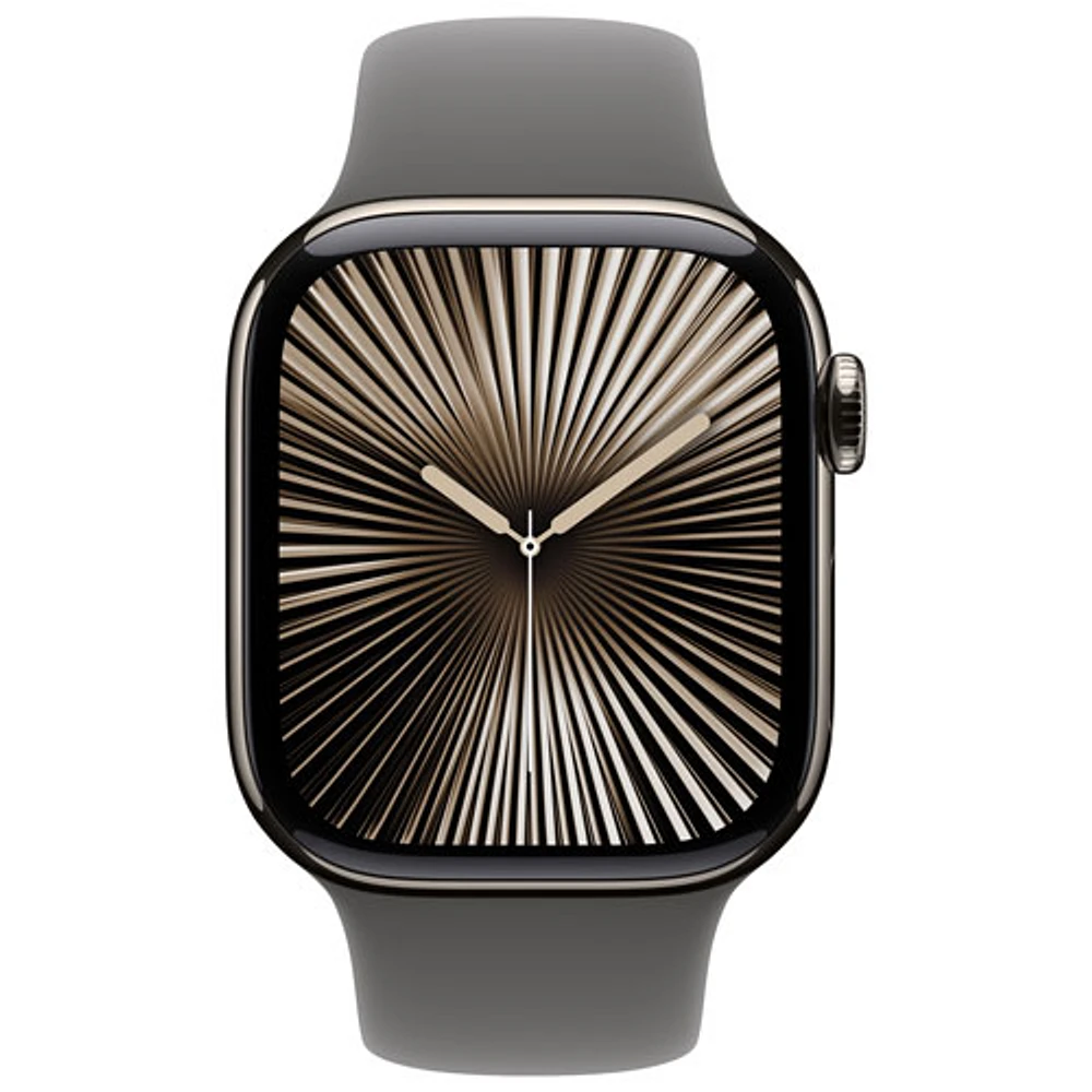 Rogers Apple Watch Series 10 (GPS + Cellular) 42mm Natural Titanium Case with Stone Grey Sport Band - M/L - Monthly Financing
