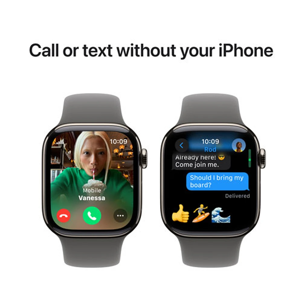 Rogers Apple Watch Series 10 (GPS + Cellular) 42mm Natural Titanium Case with Stone Grey Sport Band - M/L - Monthly Financing